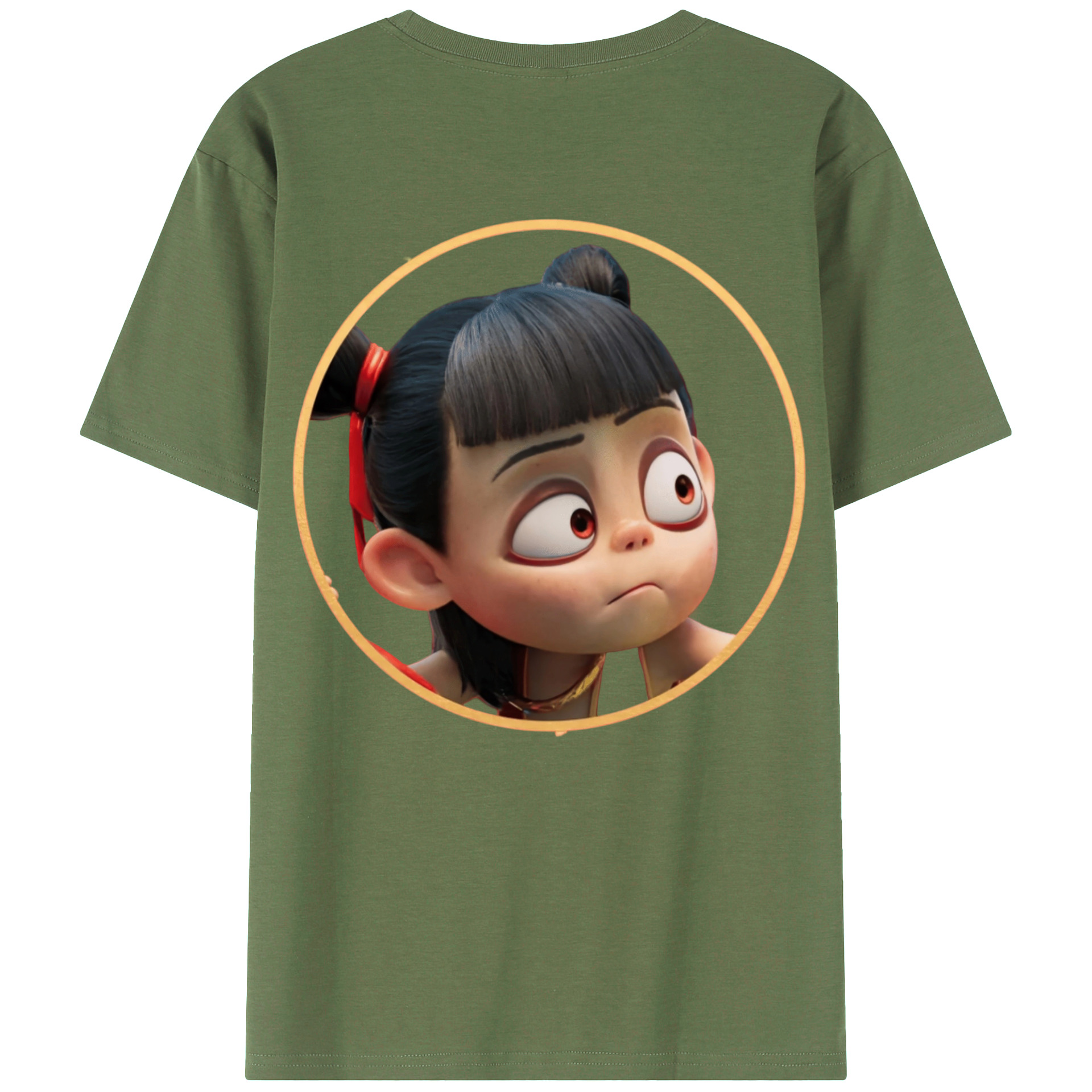 （画像用） Ne Zha 2 ナタ 魔童の大暴れ 綿100％ メンズ半袖Tシャツ（バックプリント） 通気性